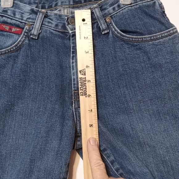 Y2K Western Hard Tail Jean Durable USA Cowgirl Mid Rise Mid Blue 26 Straight Zip - Picture 10 of 14